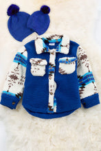 Load image into Gallery viewer, Blue Aztec Fleece Jacket