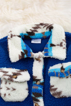 Load image into Gallery viewer, Blue Aztec Fleece Jacket