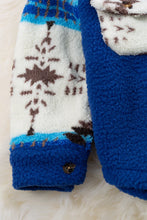 Load image into Gallery viewer, Blue Aztec Fleece Jacket