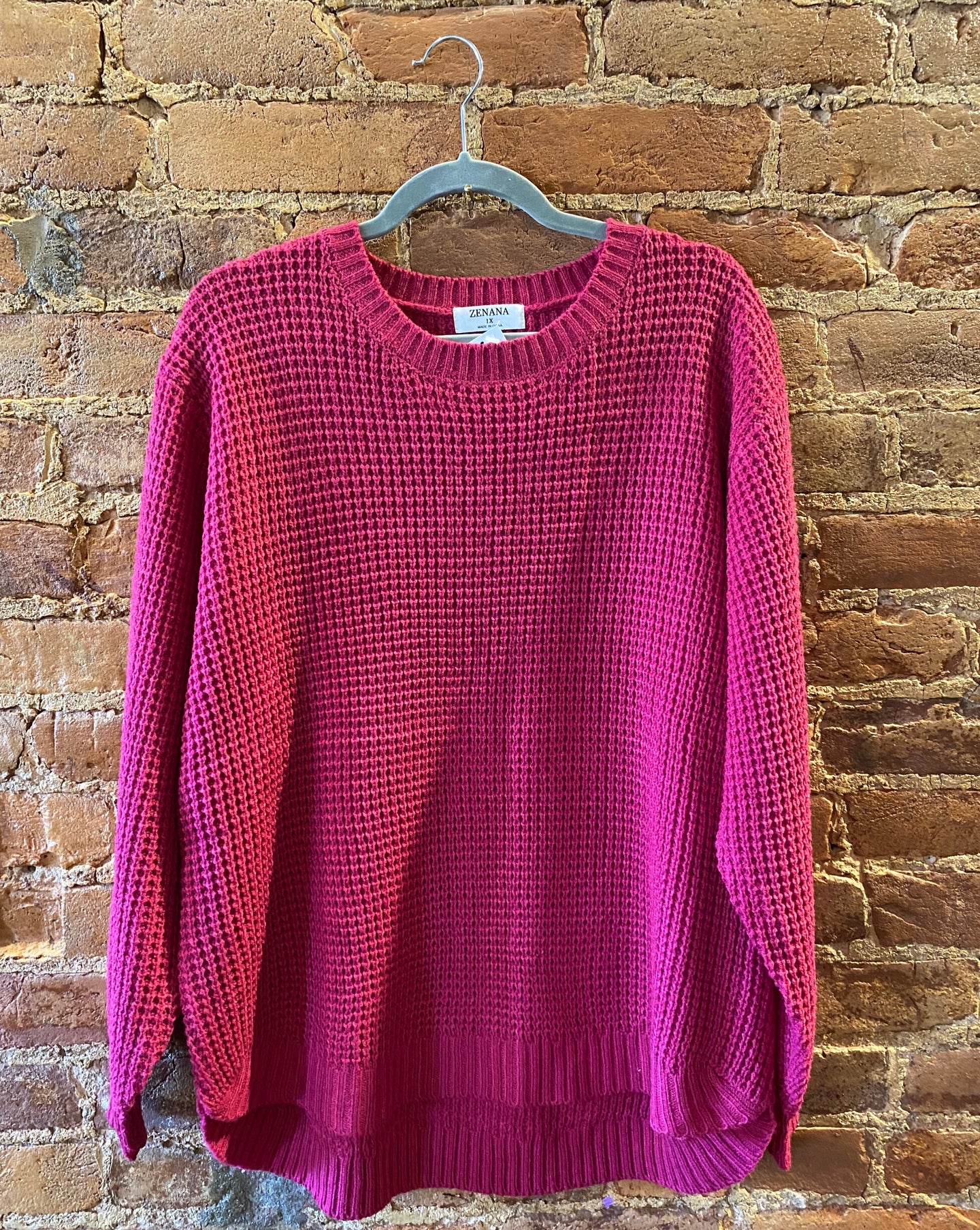 Magenta Waffle Sweater