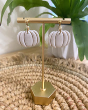 Load image into Gallery viewer, Pearl White Pumpkin Polymer Clay Earrings