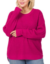 Load image into Gallery viewer, Magenta Waffle Sweater