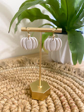 Load image into Gallery viewer, Pearl White Pumpkin Polymer Clay Earrings
