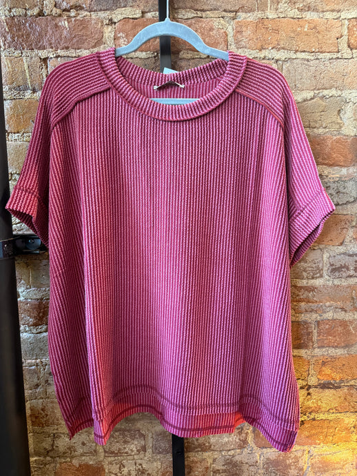 The Burgundy Ribbed Top