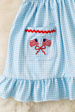 Load image into Gallery viewer, Patriotic Gingham Ruffle Dress