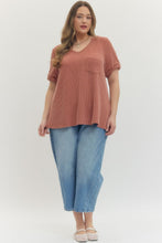 Load image into Gallery viewer, The Pocket RIbbed Top in RUST