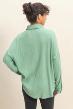 Load image into Gallery viewer, The Waffle Knit Button Up in Sea foam Green