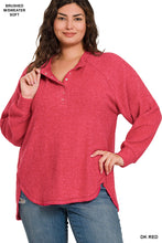 Load image into Gallery viewer, Oversized Henley in RED