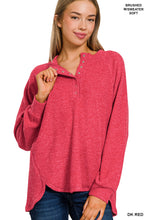Load image into Gallery viewer, Oversized Henley in RED