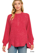 Load image into Gallery viewer, Oversized Henley in RED