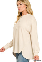 Load image into Gallery viewer, Oversized Henley in Sand Beige