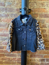 Load image into Gallery viewer, Cheetah Black Denim Jacket