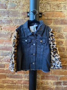 Cheetah Black Denim Jacket