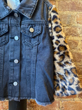 Load image into Gallery viewer, Cheetah Black Denim Jacket