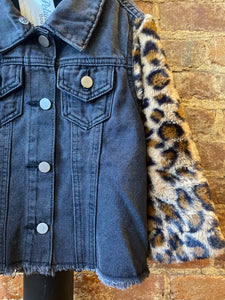 Cheetah Black Denim Jacket