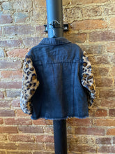 Load image into Gallery viewer, Cheetah Black Denim Jacket