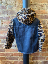 Load image into Gallery viewer, Cheetah Black Denim Jacket