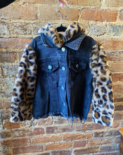 Load image into Gallery viewer, Cheetah Black Denim Jacket