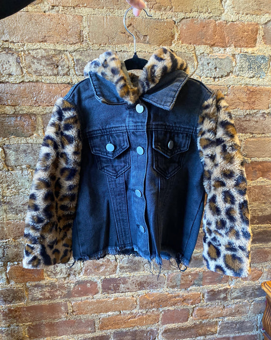 Cheetah Black Denim Jacket