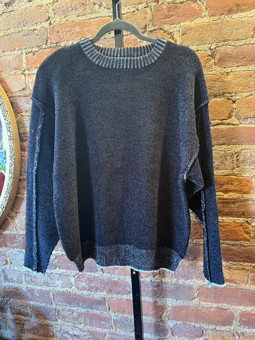 Raw Edged Sweater in Black