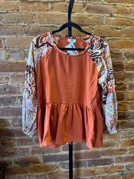 Desert Bloom Patchwork Peplum Top