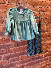 Load image into Gallery viewer, Green Velour Peplum Set