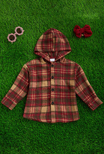 Dark Brown Flannel Hoodie