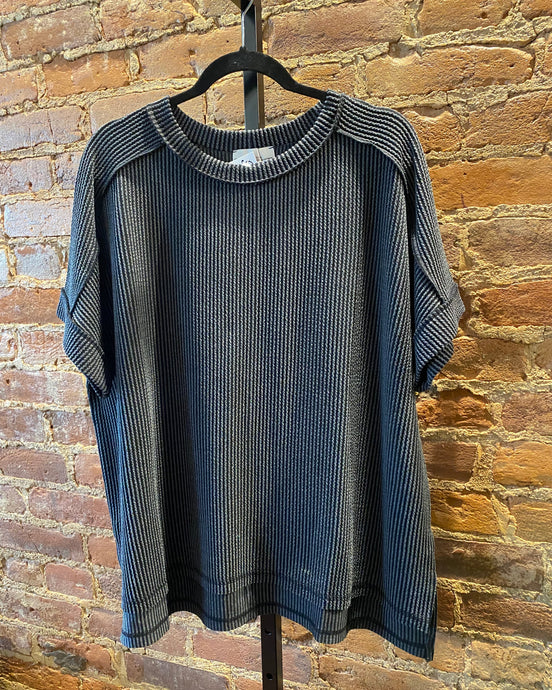 The Charcoal Ribbed Top
