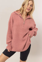 Load image into Gallery viewer, Half-Zip Sweater in Dusty Rose