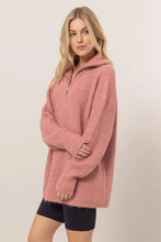 Load image into Gallery viewer, Half-Zip Sweater in Dusty Rose