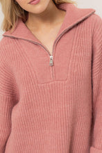 Load image into Gallery viewer, Half-Zip Sweater in Dusty Rose