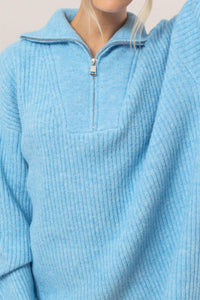 Half-Zip Sweater in Light Blue