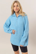 Load image into Gallery viewer, Half-Zip Sweater in Light Blue