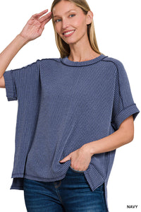 The Navy Ribbed Top