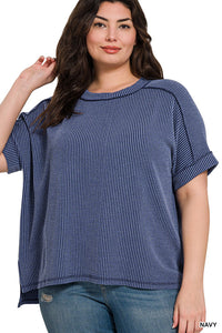 The Navy Ribbed Top