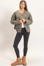 Load image into Gallery viewer, Dark Olive Quilt Jacket