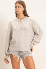 Load image into Gallery viewer, Henley Seam Sweater in Mushroom