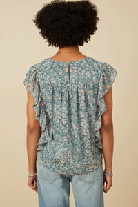 Botanical Paisley Ruffle Top