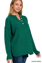 Load image into Gallery viewer, Hunter Green Henley Top