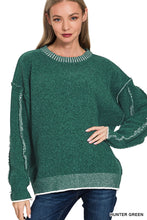 Load image into Gallery viewer, Raw Edged Sweater in Hunter Green