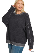 Load image into Gallery viewer, Raw Edged Sweater in Black