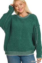 Load image into Gallery viewer, Raw Edged Sweater in Hunter Green