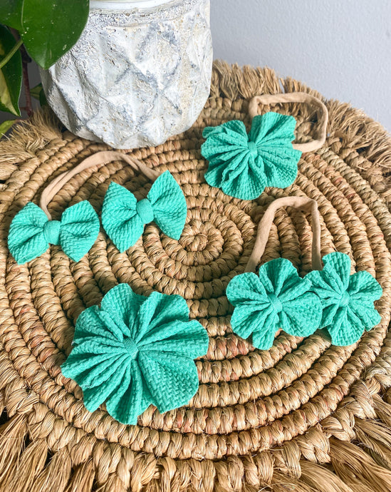 Coral Green Bows