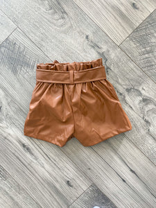 Brown Faux Leather Shorts