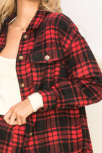 Load image into Gallery viewer, Red &amp; Black Plaid Shacket