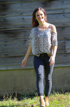 Load image into Gallery viewer, Cheetah Print Cold Shoulder Top