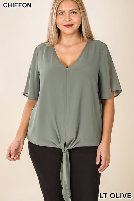 Go With The Flow Light Olive Top Plus