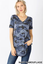 Load image into Gallery viewer, Navy Camouflage Print Top