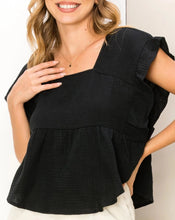 Load image into Gallery viewer, Everything Basic Black Ruffle Top